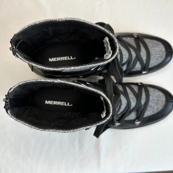 Merrell Shiloh II Warm Boot in Black Leather and Gray Felt - Picture 9 of 12